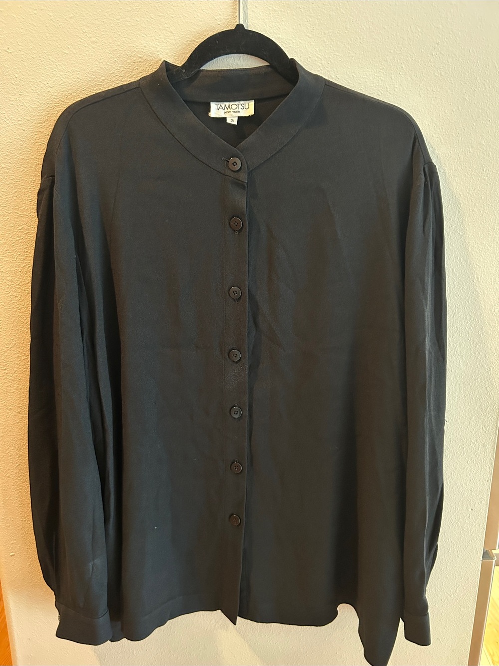 Tamotsu Vintage Women's Black Lightweight Button-Front Shirt Jacket